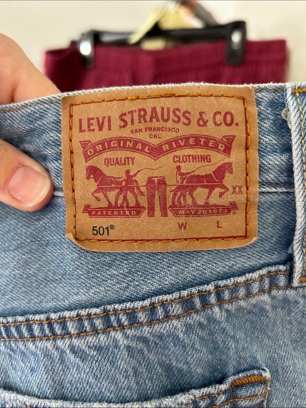 Levi’s 501 Distressed Jean Shorts. Size 31. 2” inseam. 17” waist. Clean. - Picture 3 of 8
